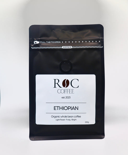 ROC Coffee Beans – Organic Ethiopian Yirgacheffe Light Roast | Whole Bean 250g